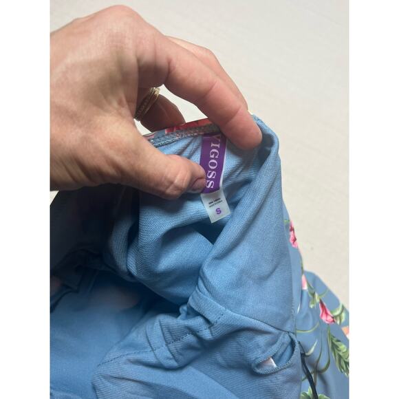 NWT Vigoss Halter One-Piece Womans Swim Suit Blue Floral Peplum Size‎ Small - Picture 4 of 8